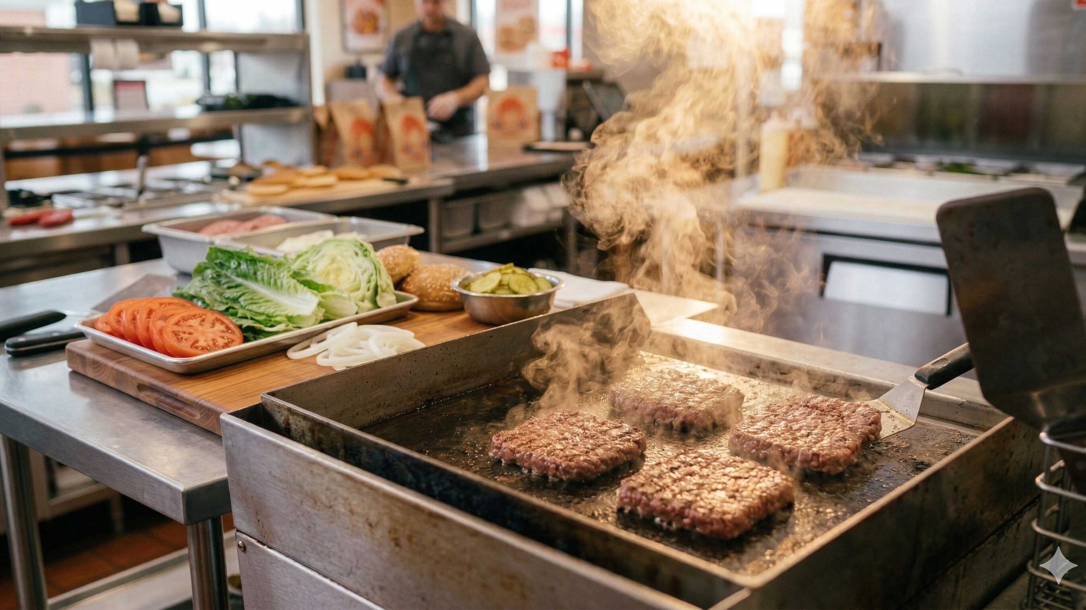 Preparación de alimentos en la cocina de Wendy's