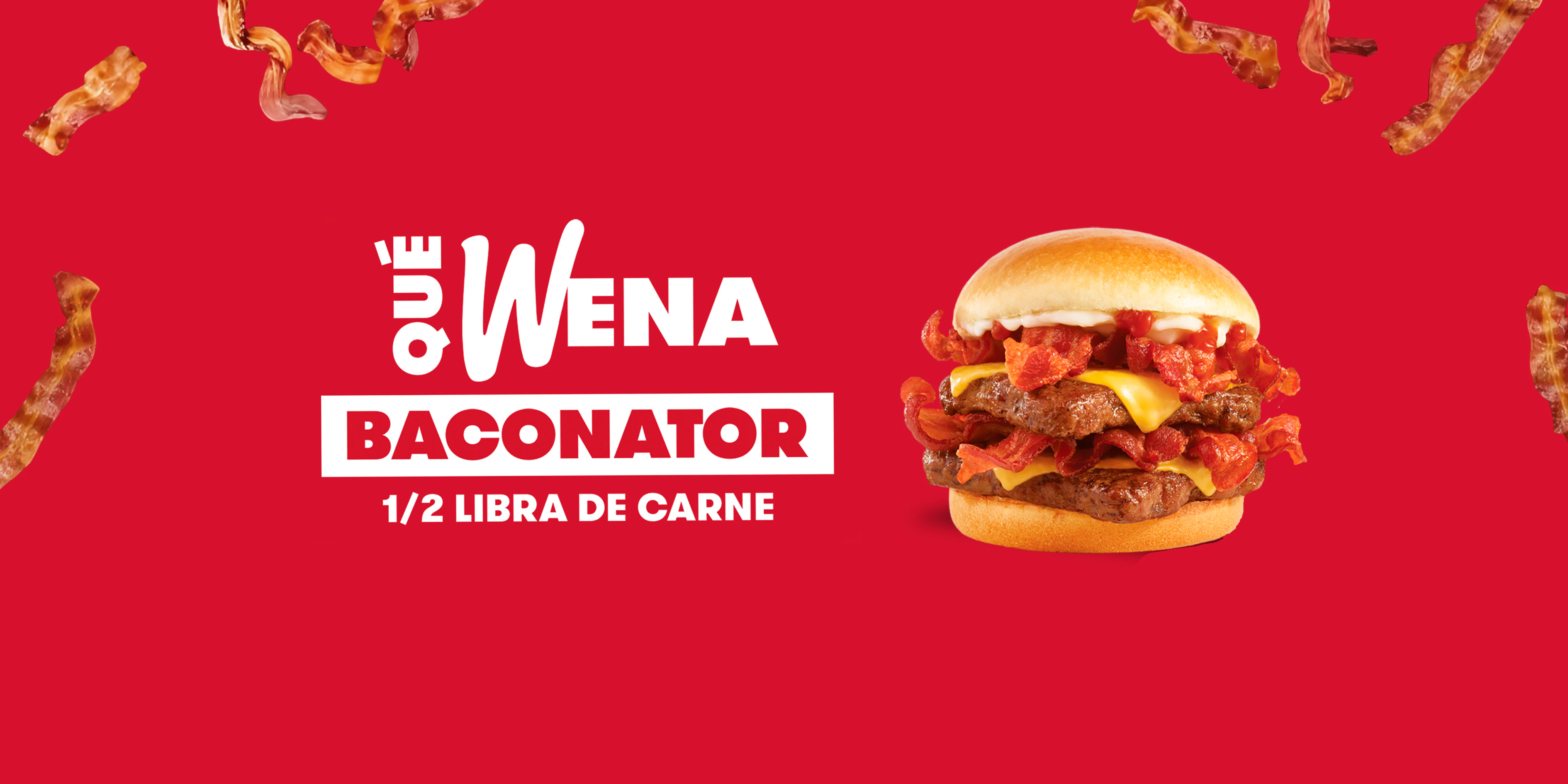 Combo Baconator Qué Wena de Wendy's Guatemala: hamburguesa con media libra de carne fresca y tocino