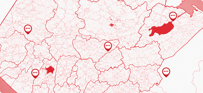 Mapa de restaurantes Wendy's en Guatemala
